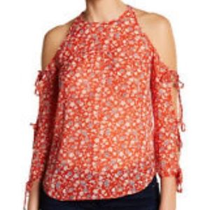 Veronica Beard Flynn Red Floral Print Blouse